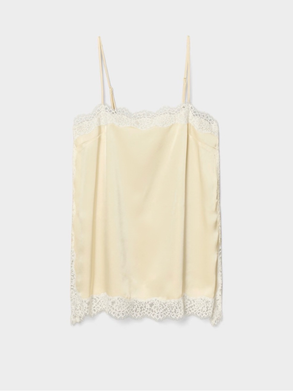Aritzia Ivory Lace-Trim Satin Cami